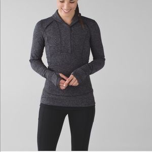 Lululemon think fast pullover heathered black zip